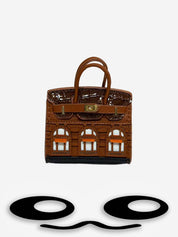 Labubu Mini Bag Cute Building Window Crocodile Pattern Purse Pendant