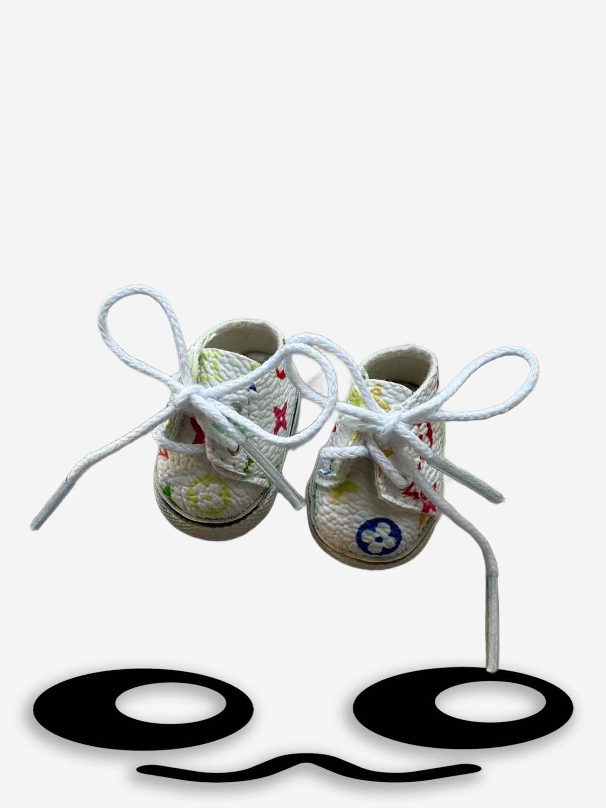 Labubu x Louis Vuitton Mini White Multicolor Monogram Lace Up Doll Shoes
