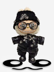 LABUBU Clothes Chrome Hearts Black Leather Jacket Set
