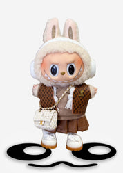 LABUBU Clothes LV Brown Blouse & Skirt Set