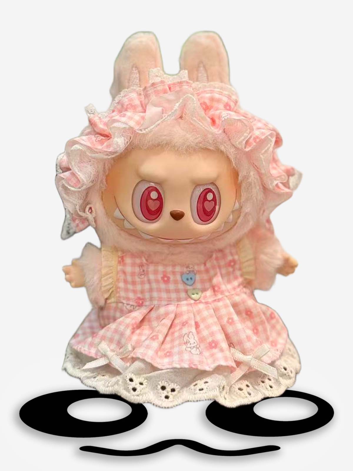 LABUBU Clothes Pink Plaid Lolita