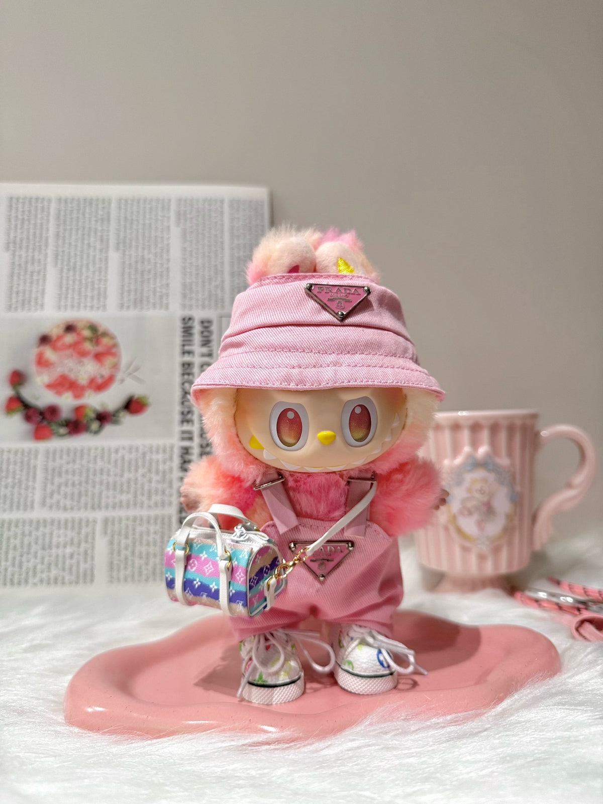 OwO Labubu Prada Hat & LV Bag Labubu