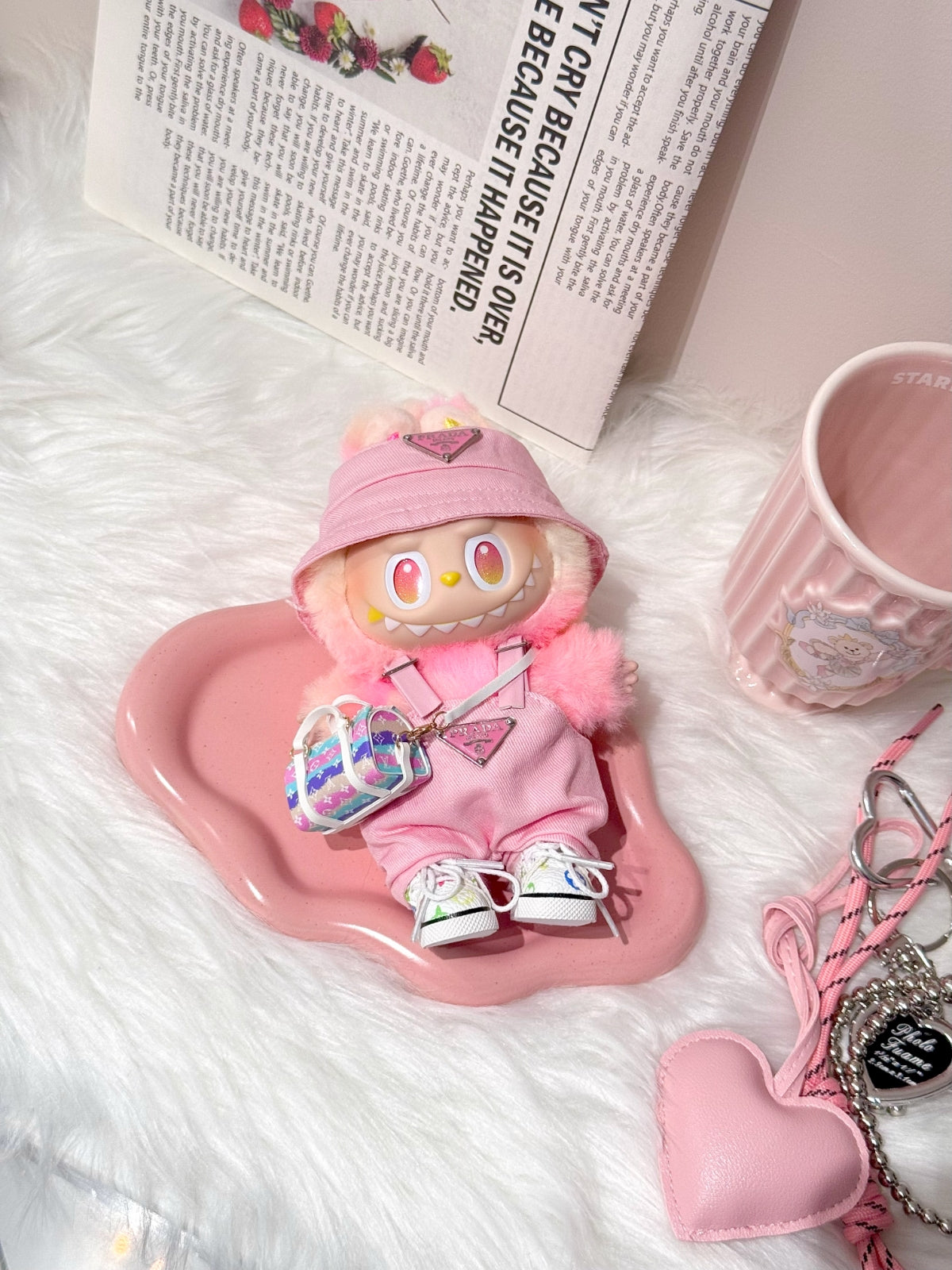LABUBU Clothes Prada Pink Overalls