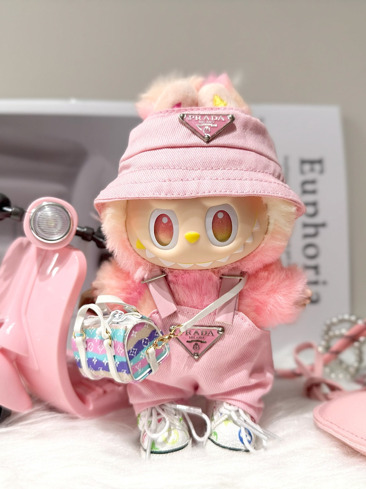 LABUBU Clothes Prada Pink Overalls