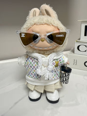 LABUBU Clothes LV White Hoodie Casual Set
