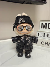 LABUBU Clothes Chrome Hearts Black Leather Jacket Set