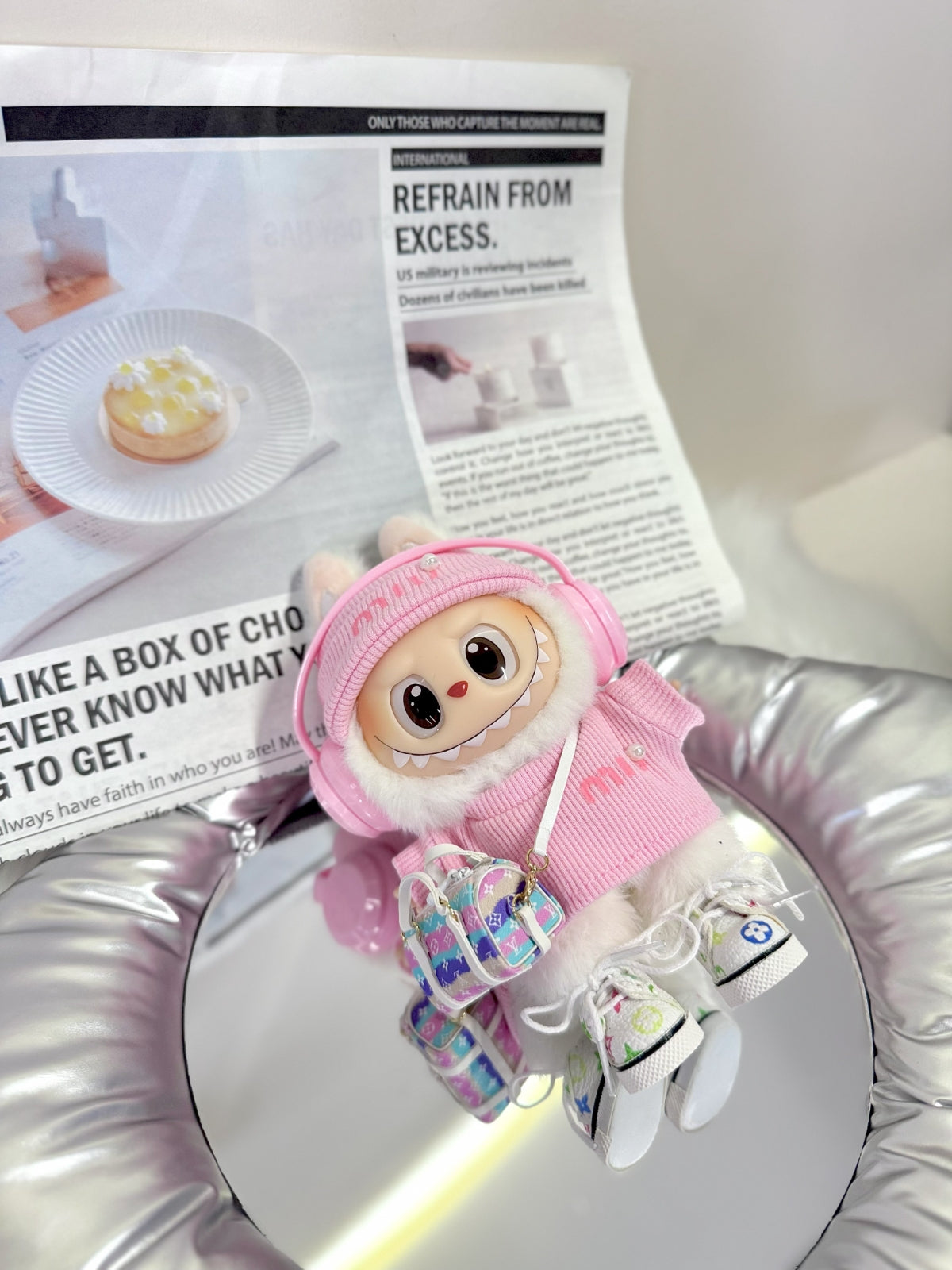 LABUBU Clothes Miu Miu Pink Knit Set