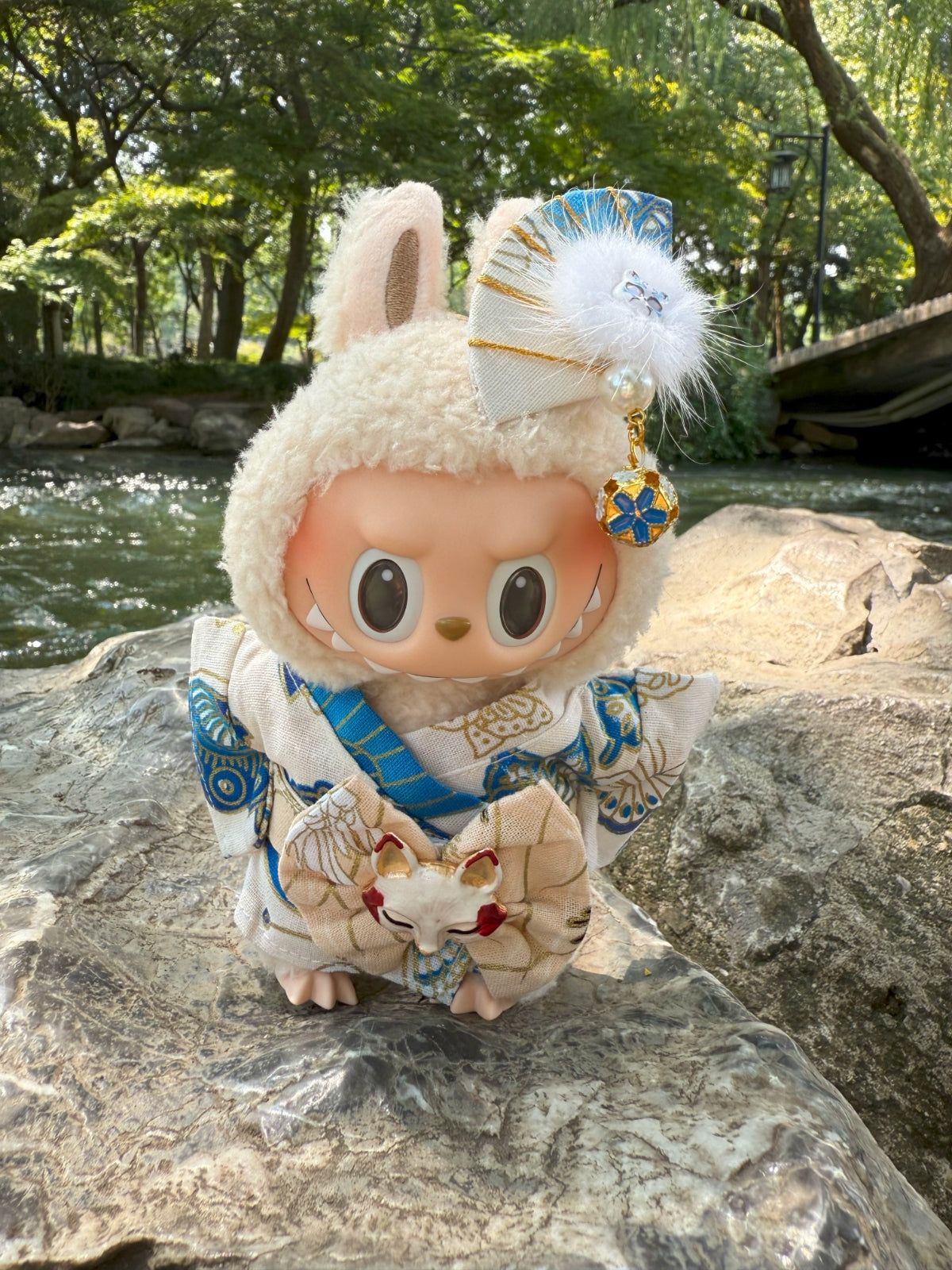 LABUBU Clothes Blue Japanese Kimono