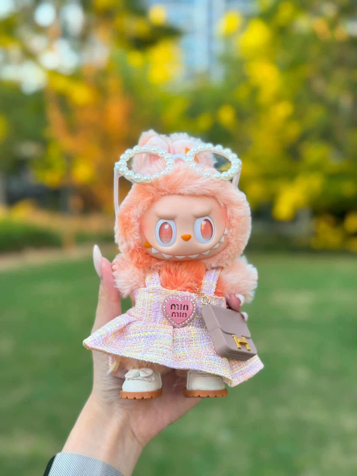 LABUBU Clothes Miu Miu Pink Ruffled Dress