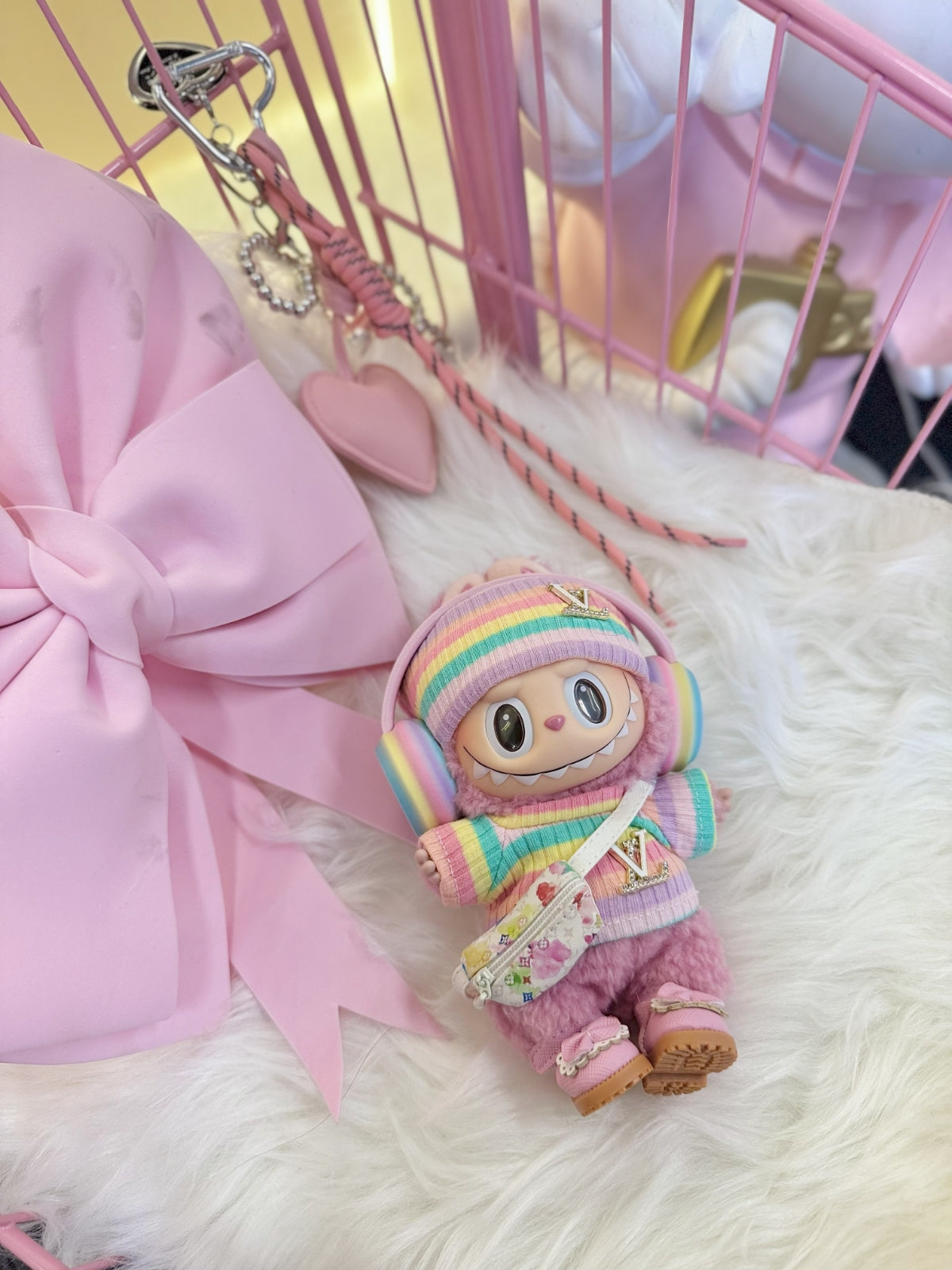 LABUBU Clothes LV Rainbow Crewneck Sweater