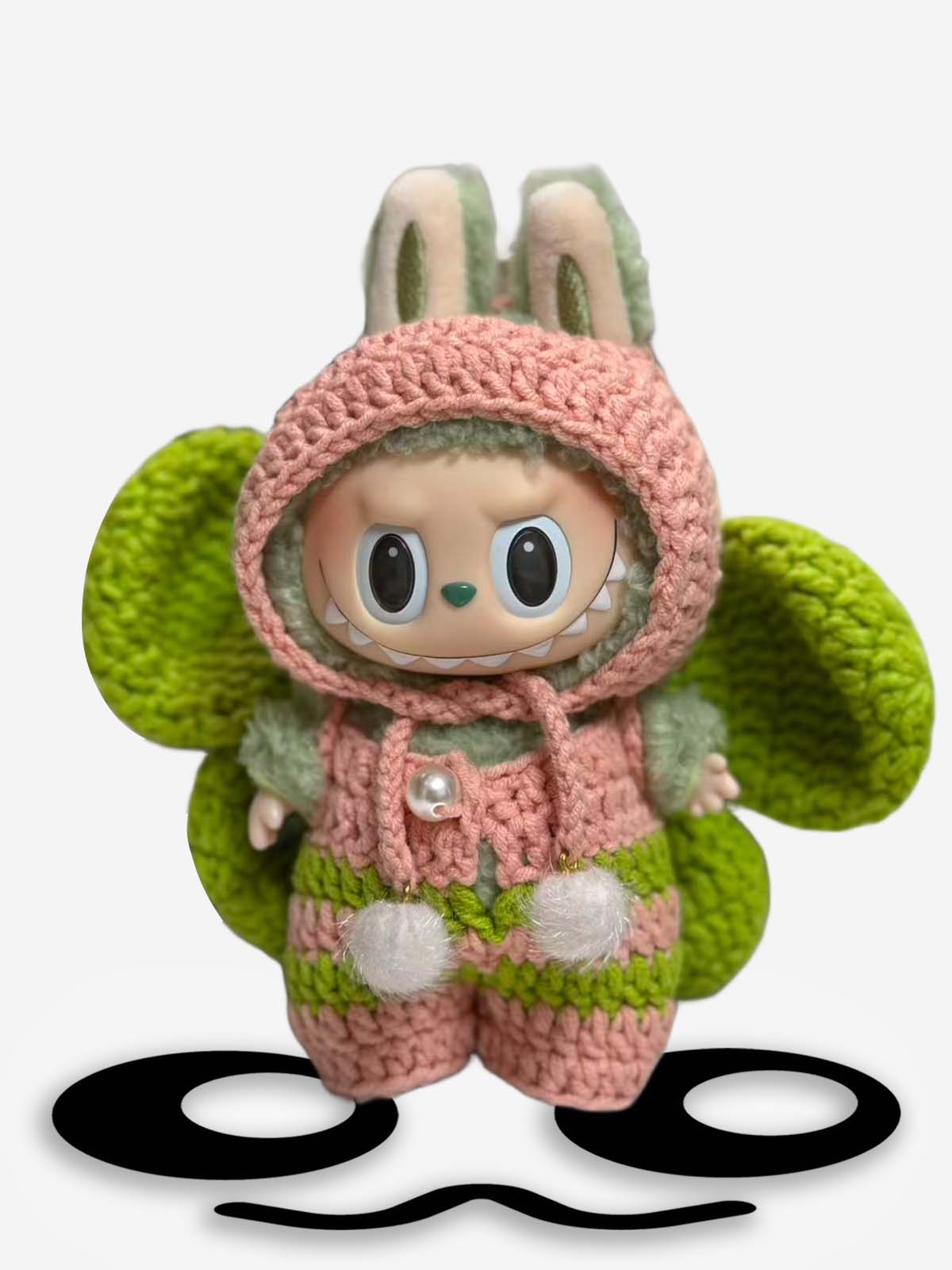 LABUBU Clothes Pink and Green Butterfly Dress Crochet Kit