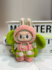 LABUBU Clothes Pink and Green Butterfly Dress Crochet Kit