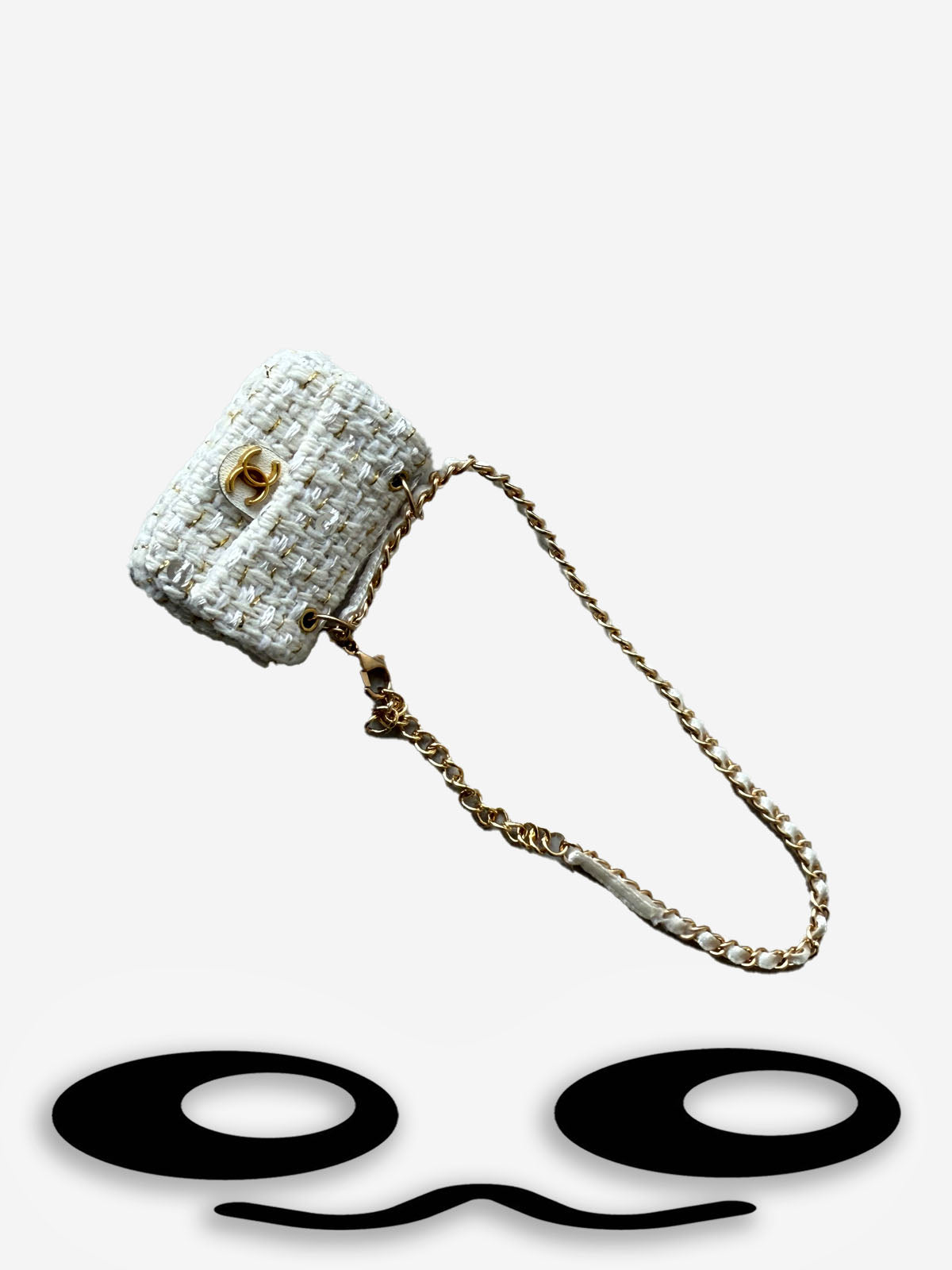 Labubu Mini Tweed Chain Bag – Chanel Style White Fashion Accessory