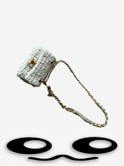 Labubu Mini Tweed Chain Bag – Chanel Style White Fashion Accessory