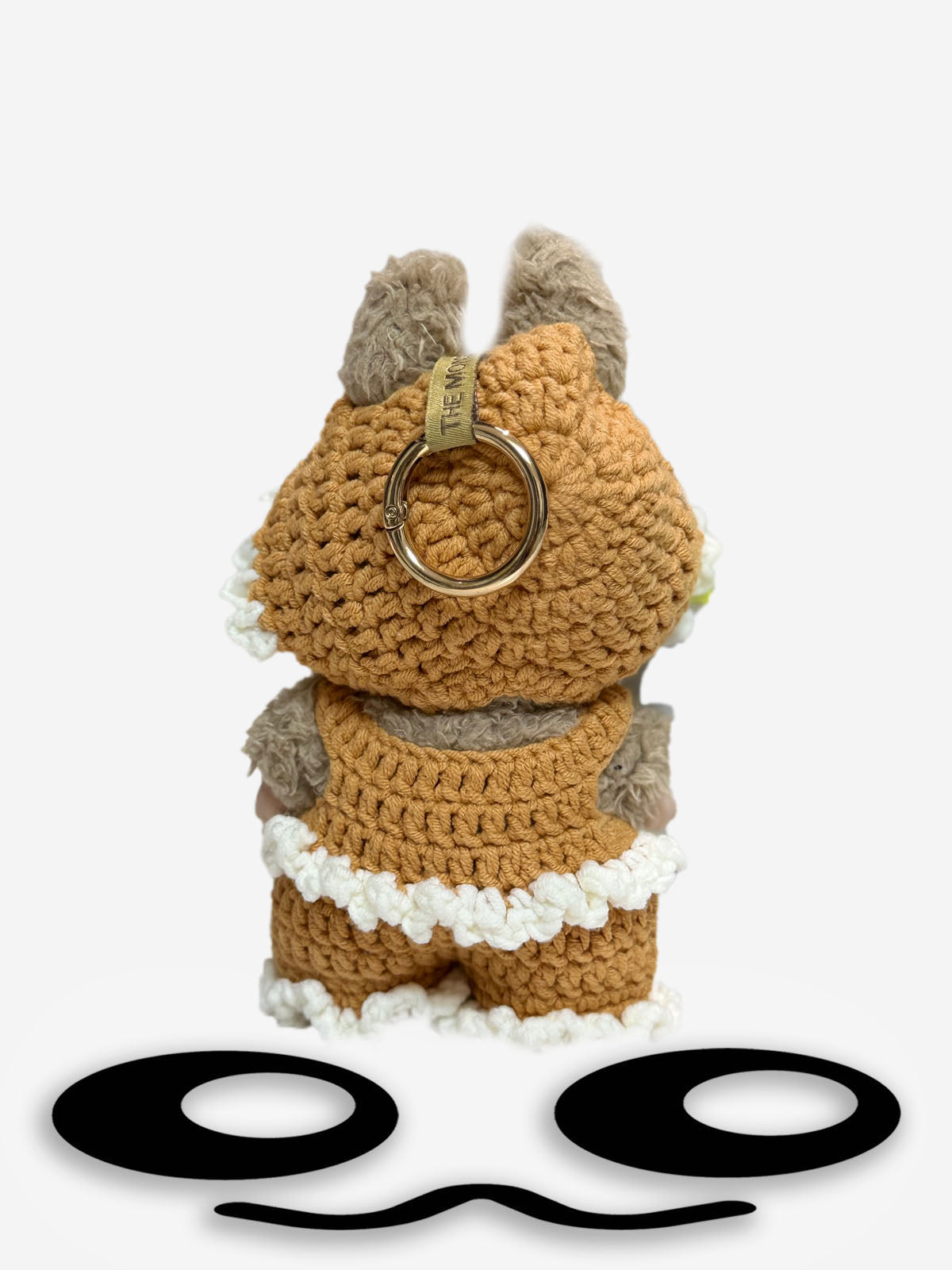 LABUBU Clothes Brown White Crochet Pom Pom Outfit