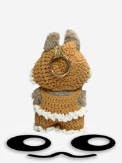 LABUBU Clothes Brown White Crochet Pom Pom Outfit