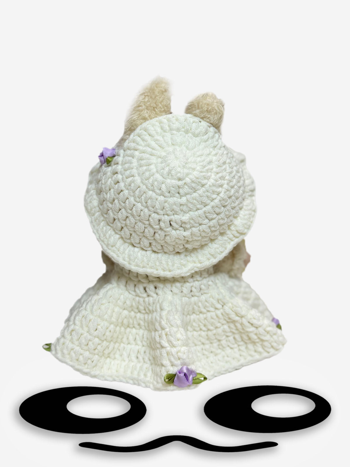 LABUBU Clothes White Crochet Purple Flower Dress