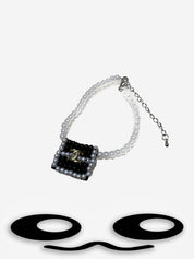 Labubu Mini Pearl Chain Bag Necklace – Chanel Style Black Accessory