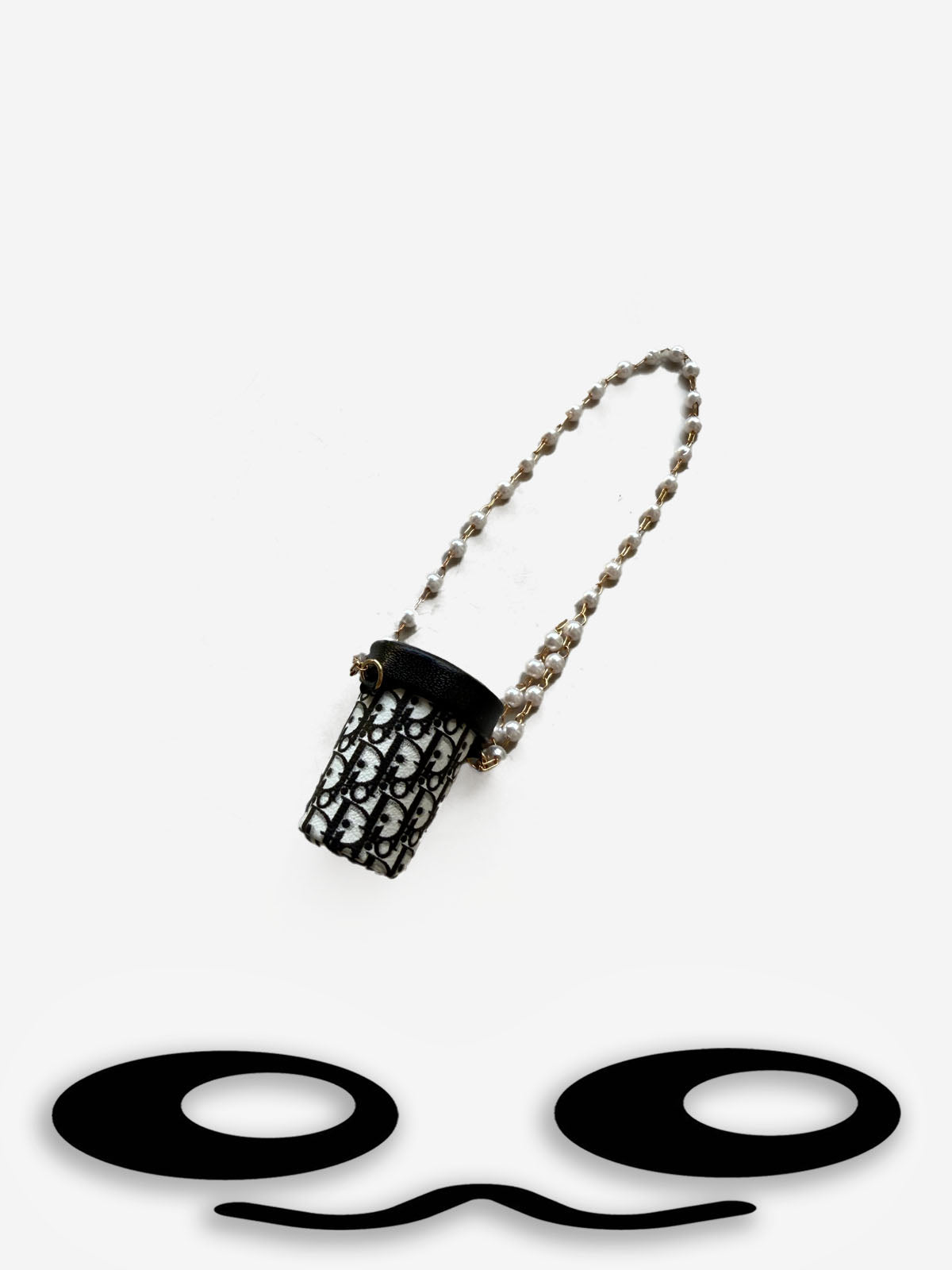 Labubu Mini Dior Monogram Pearl Chain Bucket Bag – Fashion Accessory
