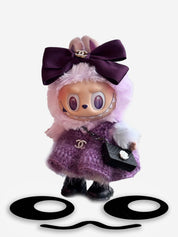 LABUBU Clothes CHANEL Purple Tweed Set with Diamond Accents