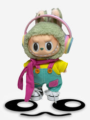 LABUBU Clothes Rainbow Headphone Colorful Overalls Set