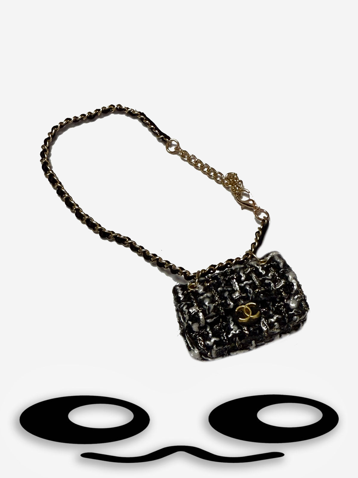 LABUBU Mini Tweed Chain Bag – Chanel Style Black & White Accessory