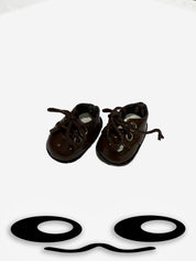 LABUBU Mini Glossy Brown Leather Doll Shoes – Fashion Accessory