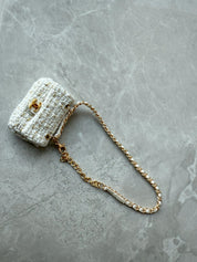 Labubu Mini Tweed Chain Bag – Chanel Style White Fashion Accessory