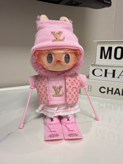 LABUBU Clothes LV Pink Ski Ensemble with Goggles & Skis