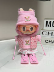 LABUBU Clothes LV Pink Ski Ensemble with Goggles & Skis