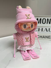 LABUBU Clothes LV Pink Ski Ensemble with Goggles & Skis