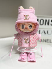 LABUBU Clothes LV Pink Ski Ensemble with Goggles & Skis