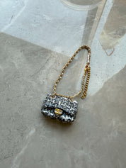 Labubu Mini Tweed Chain Bag – Chanel Style Grey Fashion Accessory