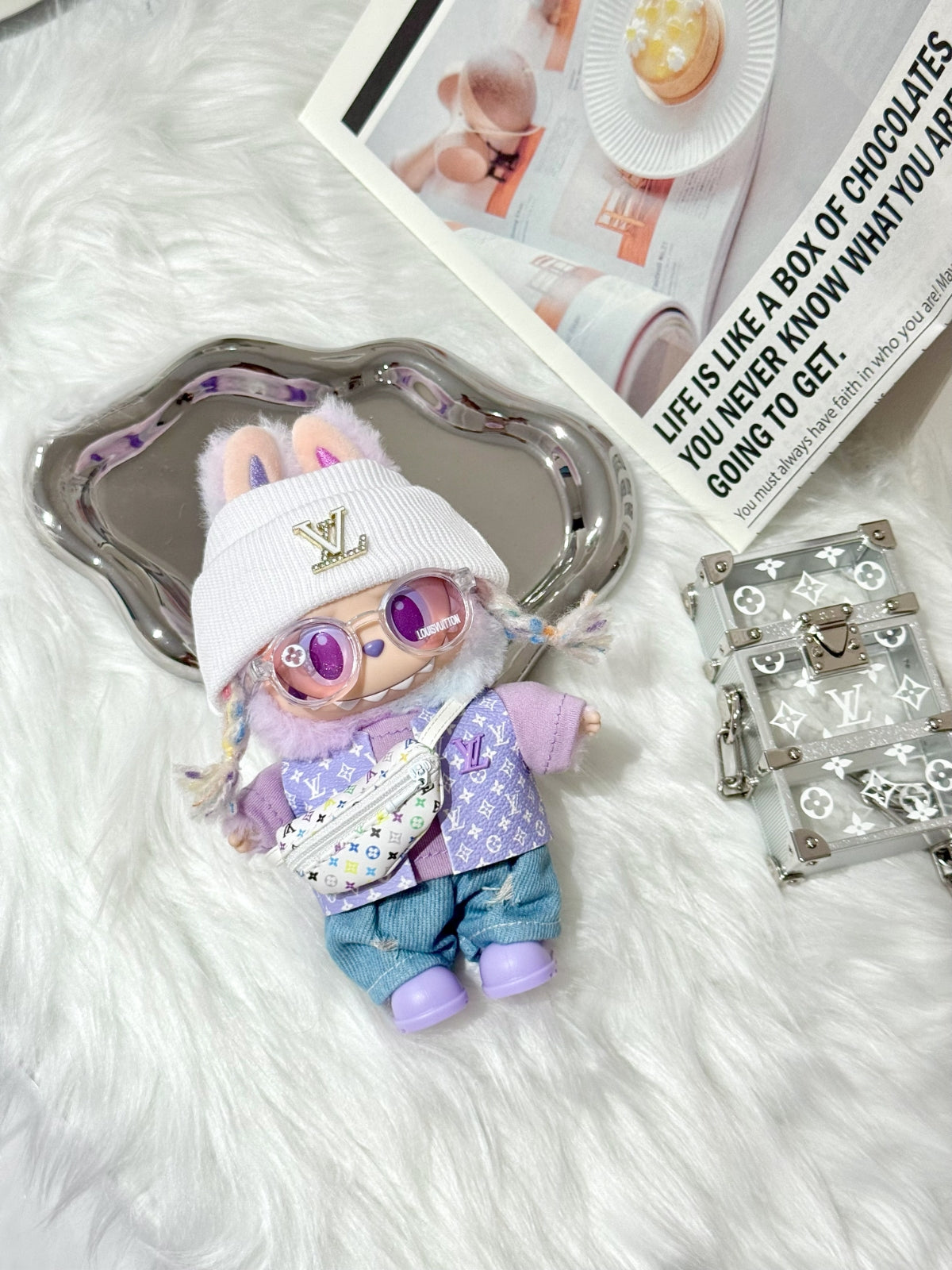 LABUBU Clothes LV Purple Hip-Hop Outfit