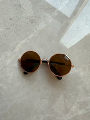 Labubu Mini Round Metal Frame Brown Sunglasses – Fashion Accessory