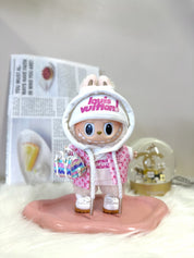 LABUBU Clothes LV Pink Vest & Supreme White Hoodie Set