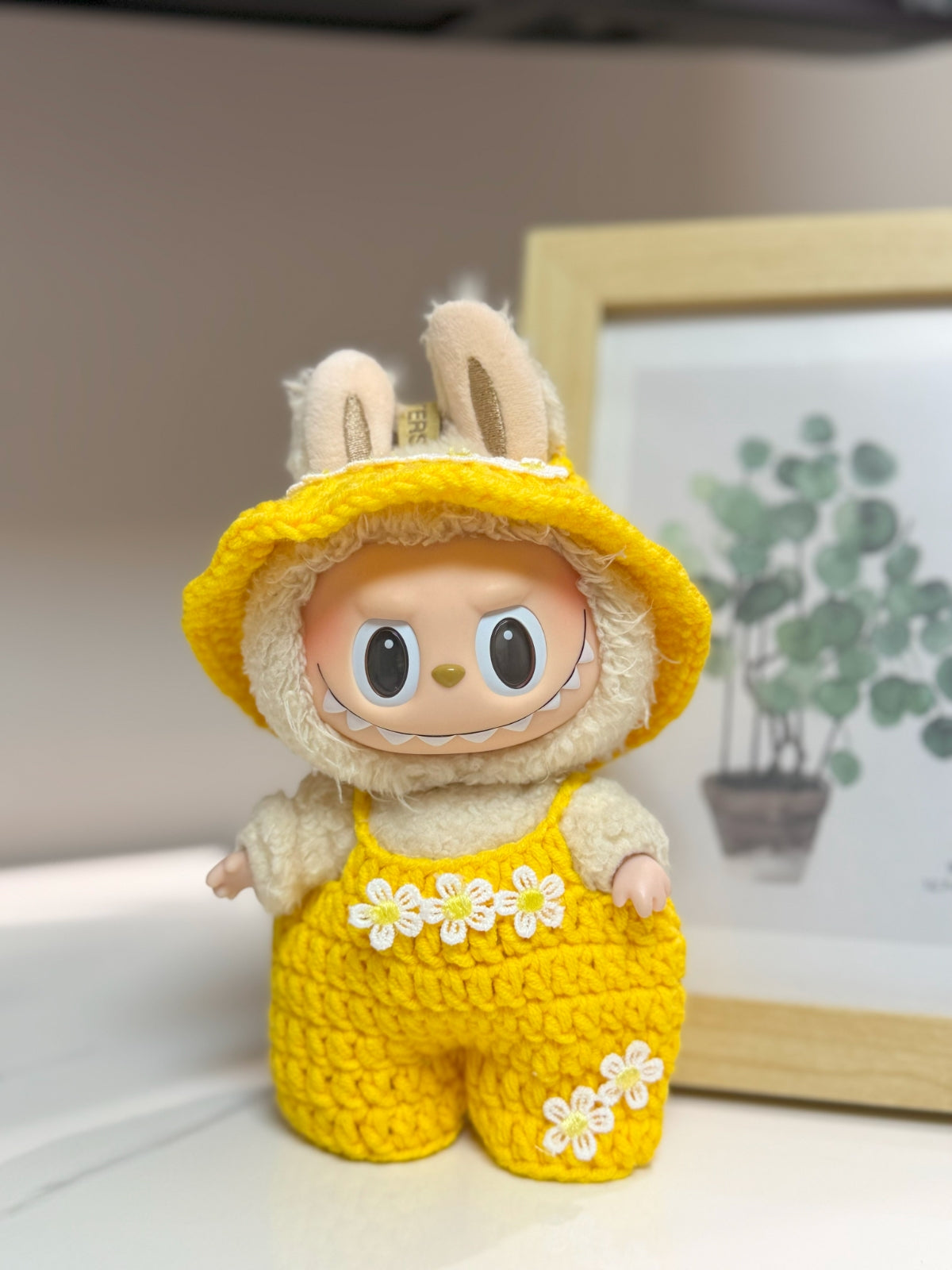 LABUBU Clothes Yellow Crochet Daisy Decor Set